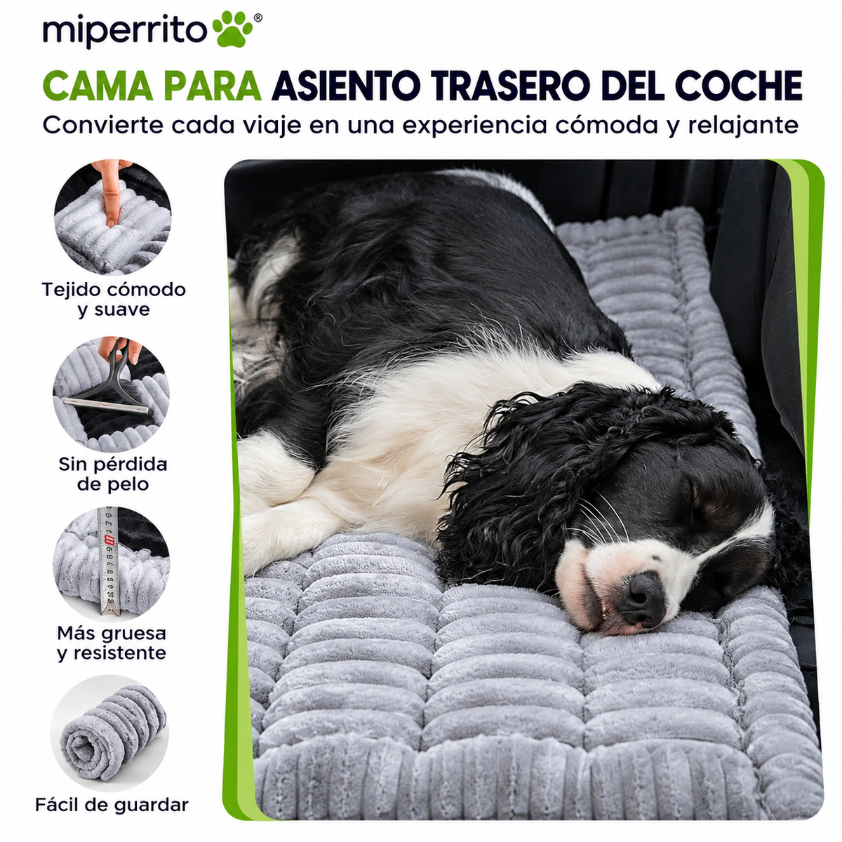 Cama acolchada para perro para coche y sofá