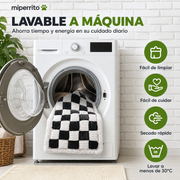 Detalle del tejido y acolchado de la cama para perro