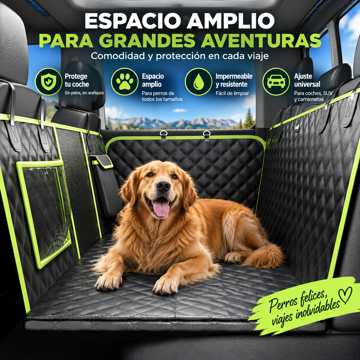 Detalle del extensor plegable para asiento trasero de miperrito.
